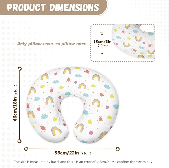 Nursing Pillow Cover Stretchy and Soft Nursing Cover for Breastfeeding Pillows Pillow Slipcover for Baby Girls Boys Newborn Rainbow