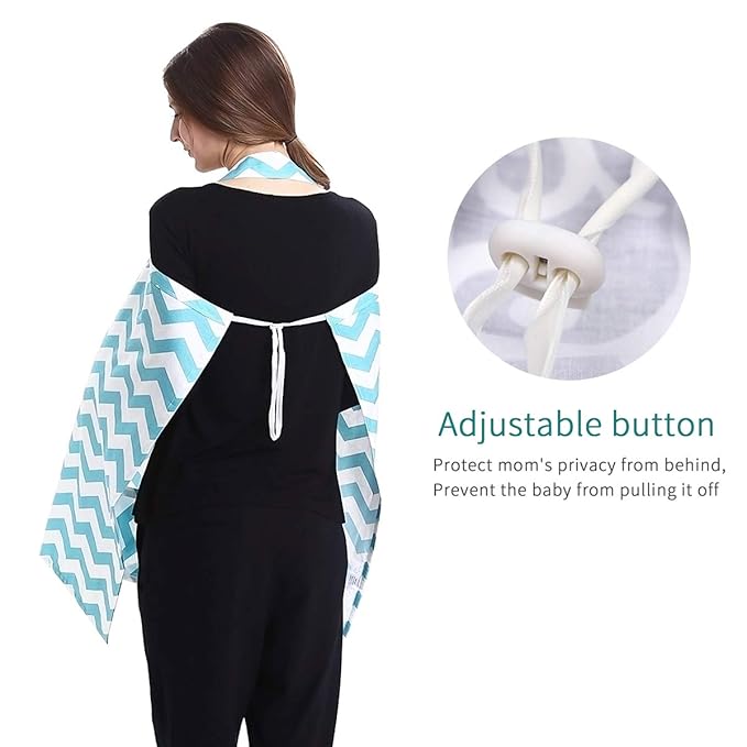 SONARIN Stripes Premium Breastfeeding Nursing Covers,4 in 1 Multifunction,with Storage Bag & Towel Corners,Nursing Scarf,Breathable & Lightweight(Blue)
