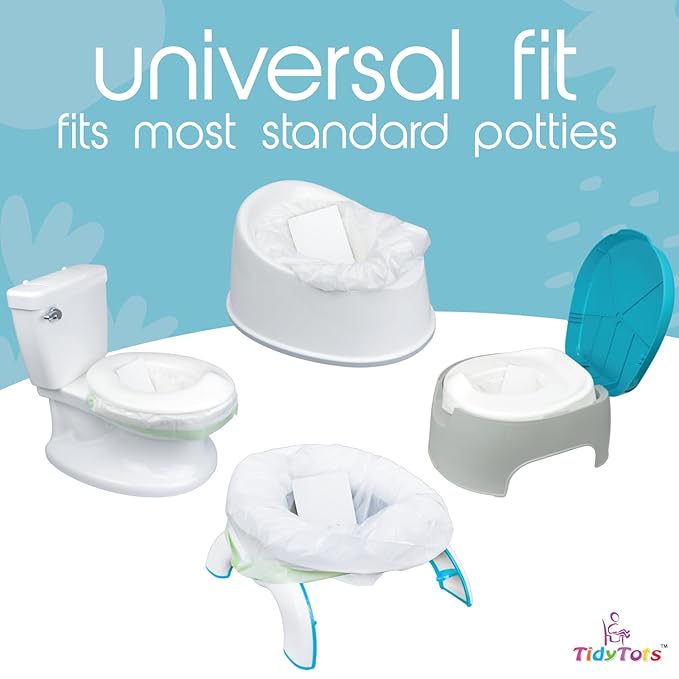 TidyTots Disposable Liners and Pads Compatible with OXO 2-in-1 Go Potty Chair for Potty Training Toddlers | Combo Travel Pack of 32 Potty Liners and 32 Absorbent Pads | Keeps Potty Seat Clean
