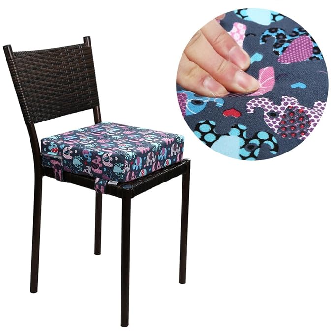 Zicac Portable High Chair Increasing Seat Cushion for Travel Dining Seat Pad for Toddler Kids Baby Infant Washable Thick Chair Seat Pads (Blue Pink)