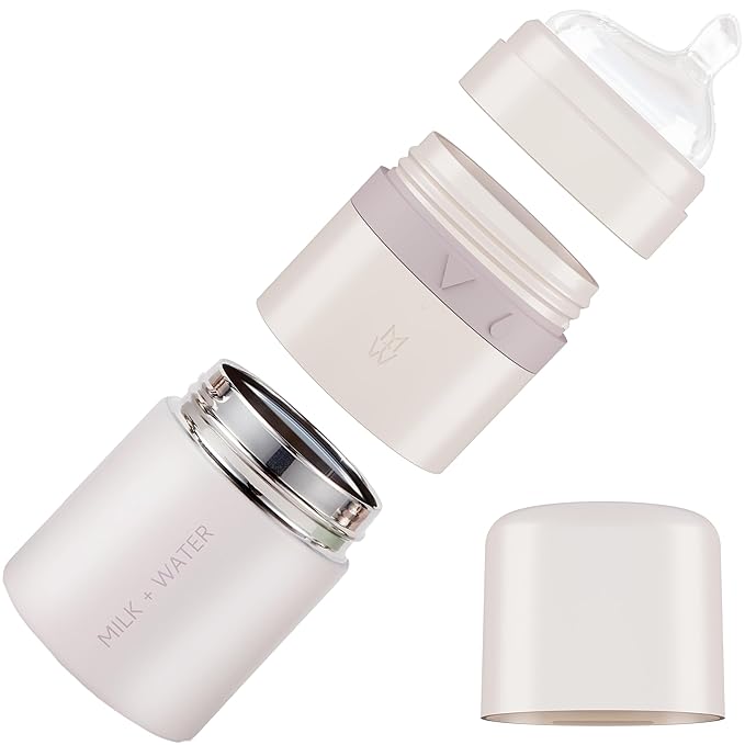 MILK & WATER All in One Baby Bottle & Baby Formula Dispenser On the Go, 5oz - Keeps Water Warm & Formula Fresh - Baby Formula Mixing Bottle with Anti Colic Nipple - Leak-Proof - 0+ Months (Pink)