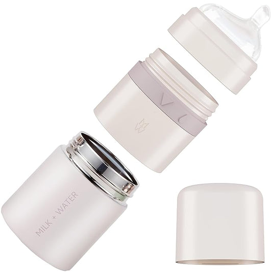 MILK & WATER All in One Baby Bottle & Baby Formula Dispenser On the Go, 5oz - Keeps Water Warm & Formula Fresh - Baby Formula Mixing Bottle with Anti Colic Nipple - Leak-Proof - 0+ Months (Pink)