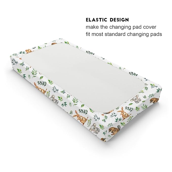 Baby Australian Animals Changing Pad Covers for Boy Girl 32''x16'' Koala Kangaroo Green Leaves Unisex Fitted Baby Changing Table Sheets Wildlife Soft Breathable Nursery Diaper Changing Table Mats