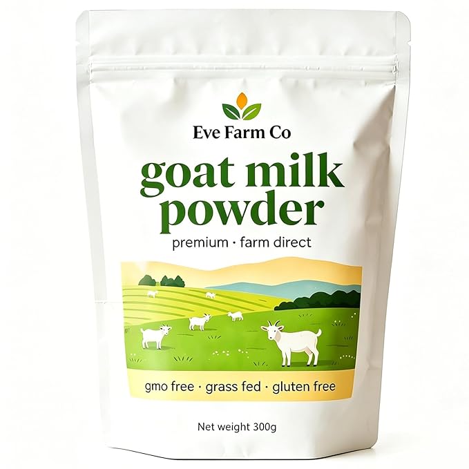 Eve Farm Co Goat Milk Powder - Premium Farm Source, Easy to Digest, Gluten Free, High in Protein, Calcium & Probiotics, Non-GMO, Gluten-Free