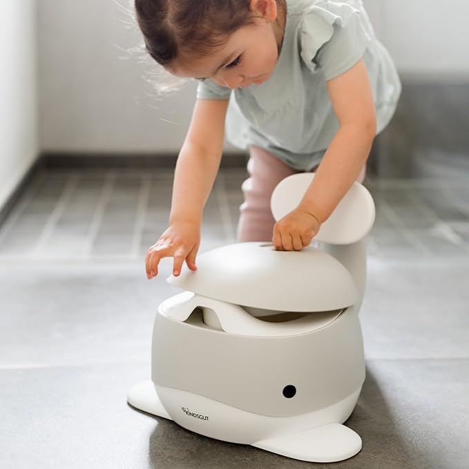Kindsgut Whale Potty Training Toilet – Ergonomic Toddler Potty for Boys & Girls, Designed in Germany, Non-Slip & Easy Clean, Light Grey