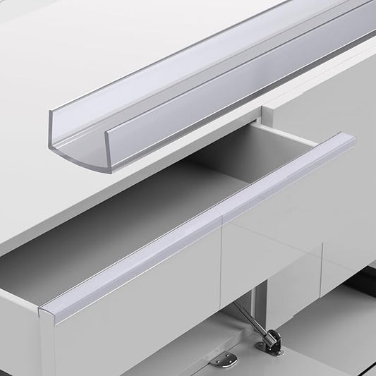10 Pcs Cabinet Protector Edge Guard - 3/4" Thick Slip-On Plastic Edge Guard, Edge Protectors for Kitchen, Drawer Fronts, Desks and Shelves, 18" Length-Clear