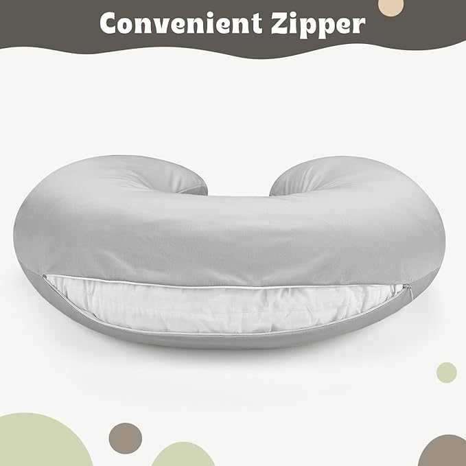 Hooyax Baby Waterproof Nursing Pillow Cover, Stretchy Nursing Covers for Breastfeeding Pillows, Adorable Infant Feeding Pillow Slipcover for Baby Boy and Girls (Grey)