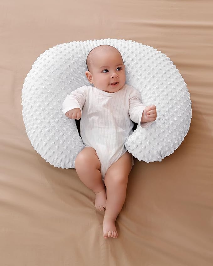 Pillowcase for Nursing Pillow and Positioner for Breastfeeding and Bottle Feeding, Propping Baby, Tummy Time, Baby Sitting Support, Awake-Time Support, Pillow Cover Only (White)