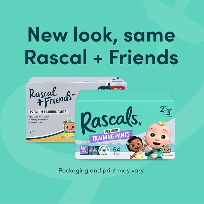 Rascal + Friends Cocomeloon Training Pants, Size 5T~6T ~ (16 Count) ~ (White) 38+lbs