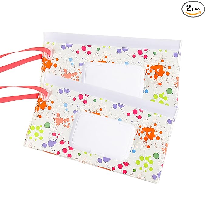 2 Pack Reusable Wet Wipe Pouch Portable Wipe Dispenser Refillable Wipes Container Lightweight Travel Wipes Case Baby Wipes Holder for Diaper Bag