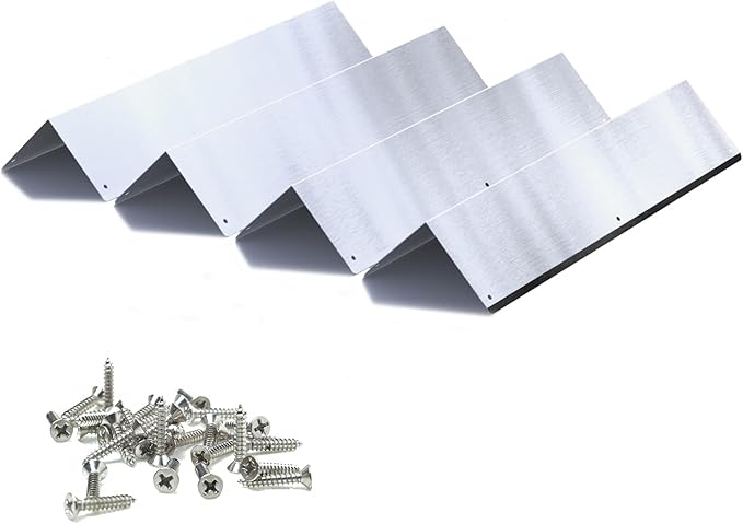 Pre-drilled Stainless Steel Wall Corner Guards 3.4x15.8 inch, Pack of 4 L Metal Wall Corner Protectors 304 Steel Corner Trim with 90° Angle Weed Whacking Protection for Outside Exterior Wall Repair