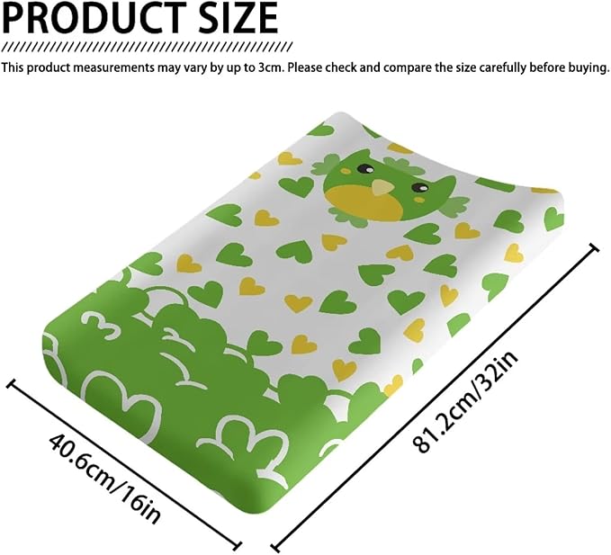 Owl Lucky Changing Table Cover for Boys Girls Waterproof Breathable Sheet Crib Mat St. Patrick's Day Table Sheets Stretchy Universal Tray Table Mat