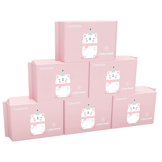 Baby Dry Wipe,100% Cotton,dry wipe cotton tissues,baby sensitive skin,taking care of baby skin,7.9 x 4.7 in 6-Pack (600 Count)