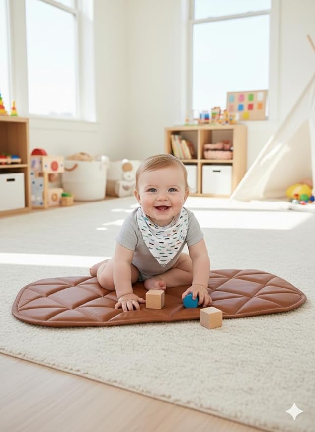 Uniklook Amber Vegan Leather Baby Portable Changing Pad Diaper Mat Change Station for Travel 16" x 30"