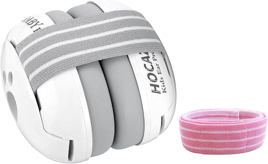 HZ001 Baby Hearing Protection - CE & CPC Certified for Babies up to 36 Months - with Replacement Headband Baby Earmuffs Ear Protection for Airplane, Firework Show - White