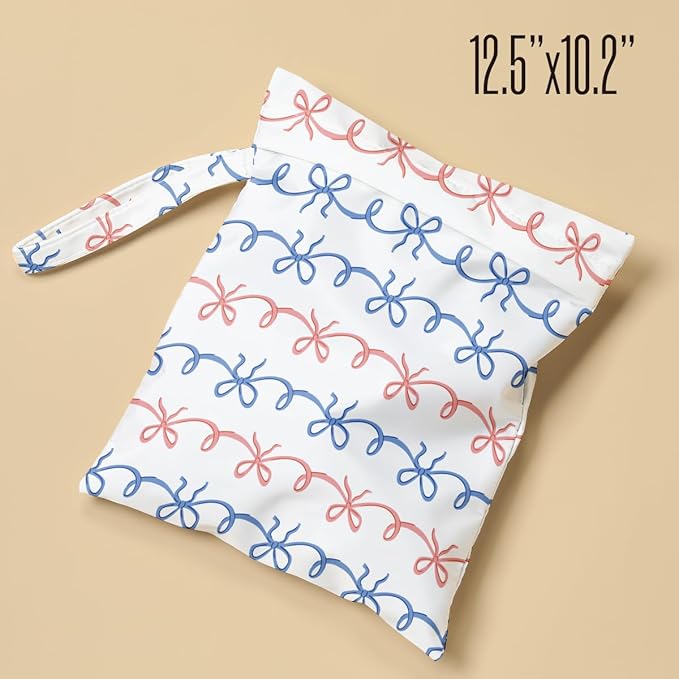 Beach Wet Bags Waterproof Sandproof, Pool Wet Bags for Women, Summer, Travel, Swimsuit, Vacation, Bowknot