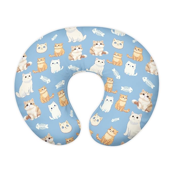Forchrinse Cute Cat Nursing Pillow Cover for Girls Princess Nursing Pillow Slipcover for Breastfeeding Moms,Easy to Care