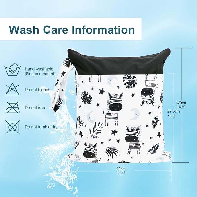 Grab and Go Waterproof Washable Reusable Diaper Wet Dry Cloth Diaper Bags, Winter overture