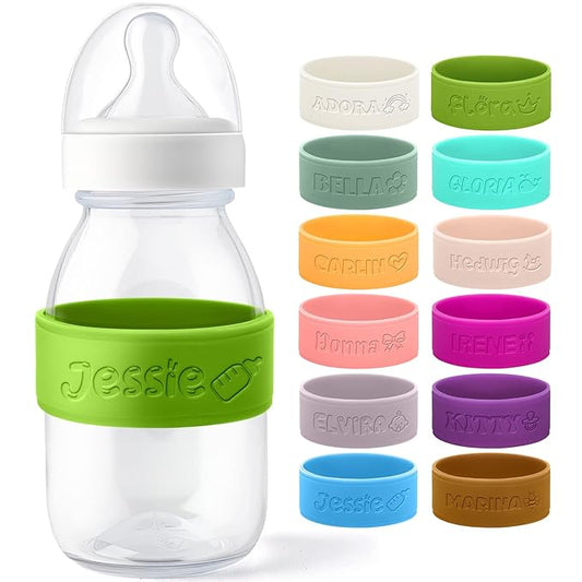 Personalized Baby Bottle Labels for Daycare Custom Engraved Silicone Bands with Name Logo Reusable Personalized Name Labels for Daycare Kindergarten School Summer Camps
