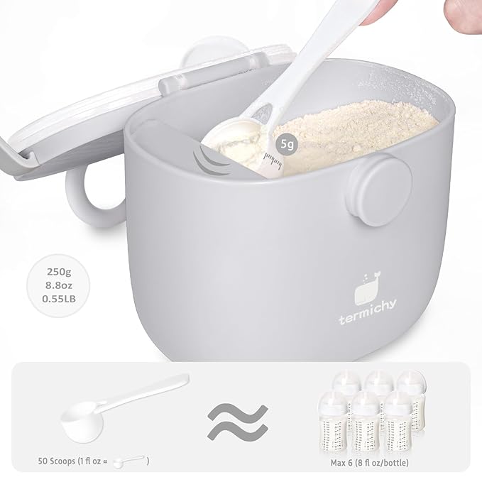 Termichy Baby Formula Dispenser, Portable Milk Powder Dispenser Container with Carry Handle and Scoop for Travel Outdoor Activities with Baby Infant, 8.8OZ, 0.55LB, 250g, 500ml