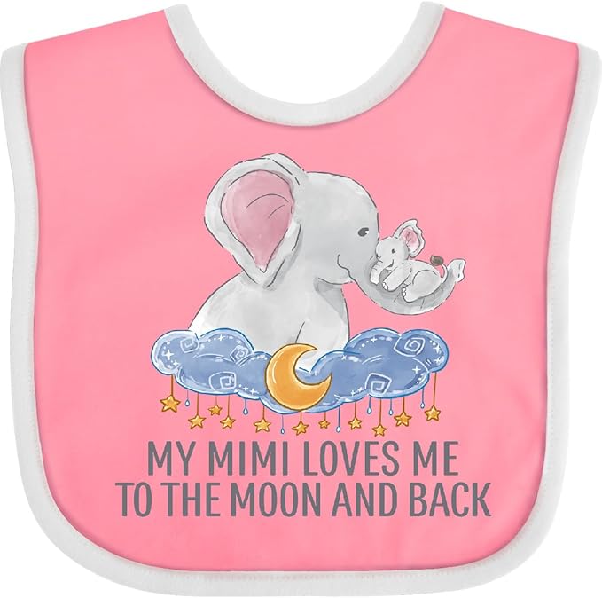 inktastic My Mimi Loves Me To the Moon and Back Elephants in Clouds Baby Bib