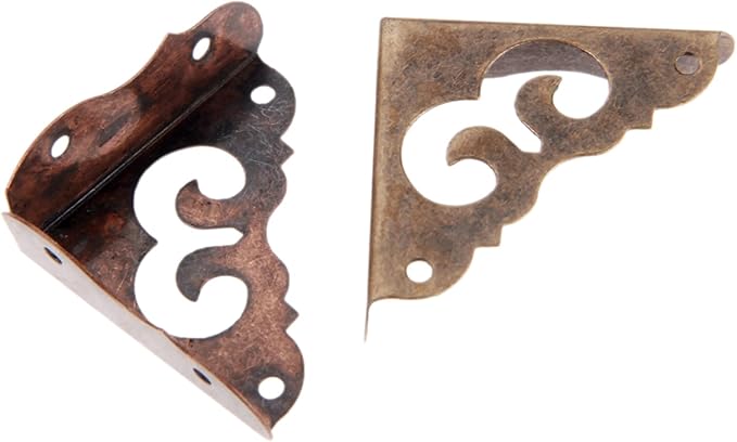 dophee 4Pcs Iron Antique Bronze Vintage Decorative Corner Protector Guards Edge Cover for Chest Case Box-1.22" x 1.22" x 0.43"