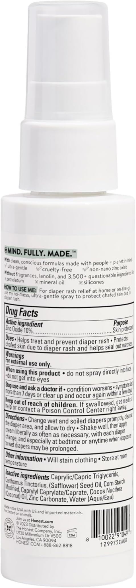 The Honest Company Diaper Rash Cream Spray + Soothing Baby Bottom Wash Bundle | Hypoallergenic, Naturally Derived, Non-Irritating, Cruelty Free | 2 fl oz, 5 fl oz