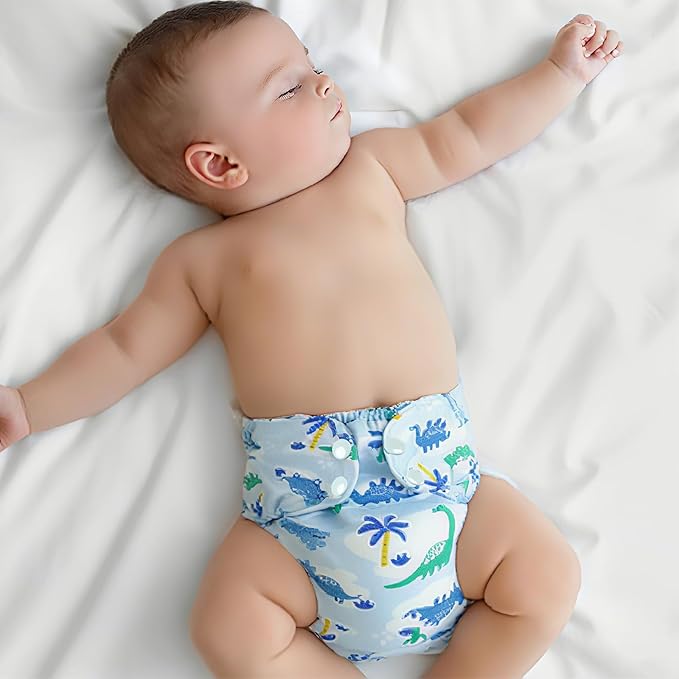 BISENKID Waterproof Cloth Diaper Cover Reusable Swim Diaper - Adjustable Outer Shell Over an Absorbent Inner Layer to Prevent Urine Blowouts - Outer Rose Tan, Size 2 (18-35lbs)