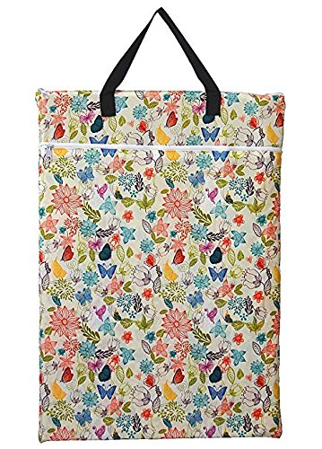 JOBEBE Large Hanging Wet/Dry Cloth Diaper Pail Bag for Reusable Diapers or Laundry (Bloom)