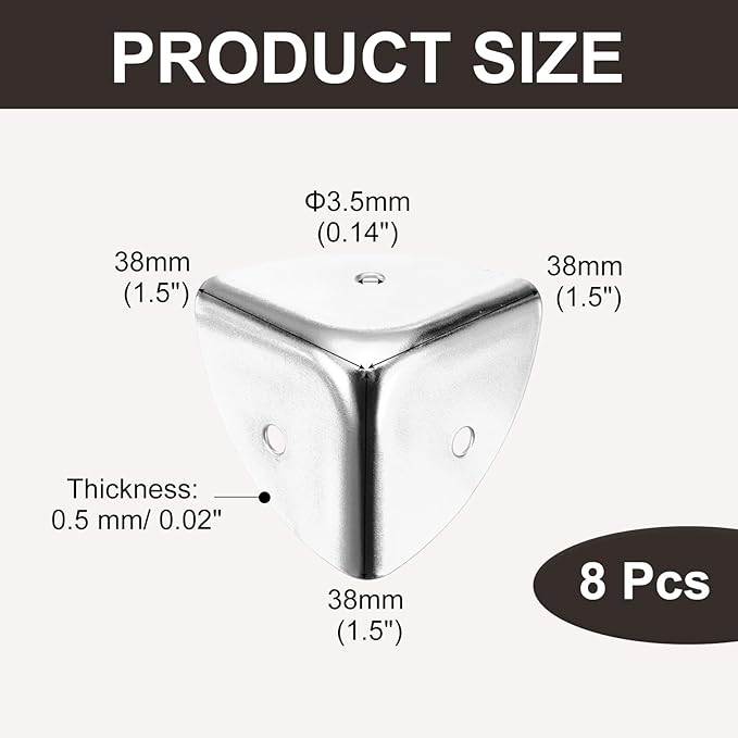 uxcell 8PCS Metal Corner Protector 1.5 x 1.5 x 1.5 Inch Box Edge Guard Protector Zinc Alloy Cabinets Speaker Corners Protector for Furniture Decorative (Silver)