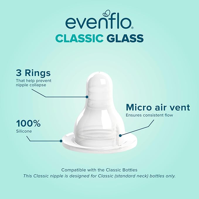 Evenflo Feeding Classic Glass, Twist Bottles, 4 Oz, 6 Bottles.