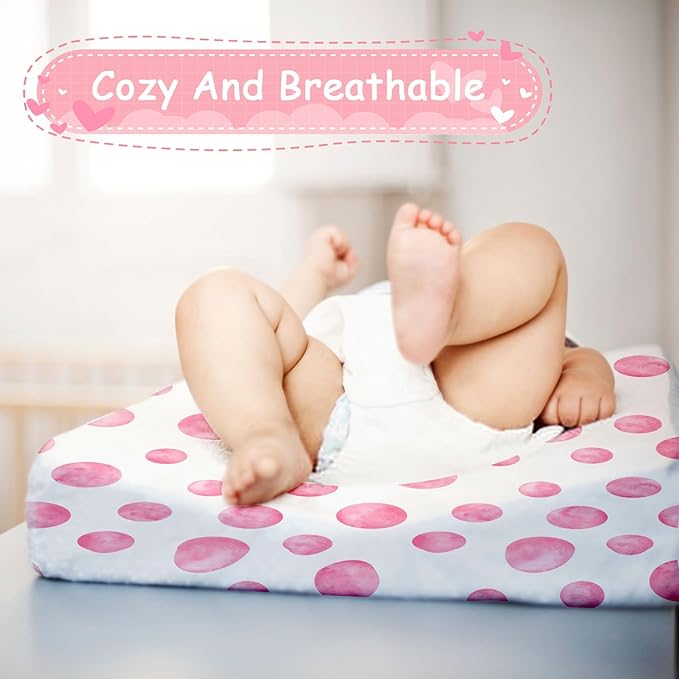 2 Pack Baby Changing Pad Covers, Changing Table Cover for Girls, Pink Bow Changing Pad Covers 32'' x 16'' Safe Snug Fitted Diaper Table Sheet Fits Standard Changing Tables and Dressers(Bassinet)