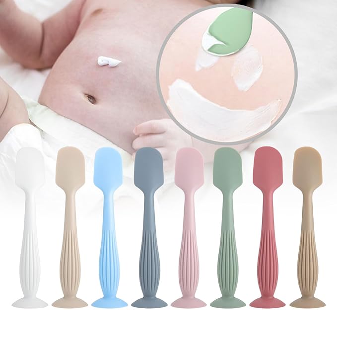 Gentle Application Baby Diaper Cream Spatula Silicone Handheld Scraping Spoon with Suction Base for Easy Storage