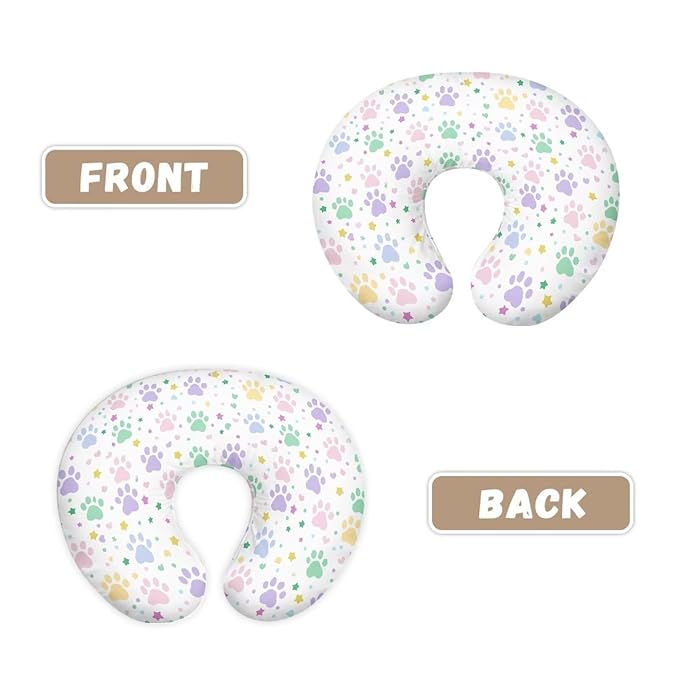 Colored Paw Nursing Pillow Cover Stretchy Removable Nursing Covers for Breastfeeding Pillows Ultra Soft Newborn Feeding Pillow Cover Baby Essentials