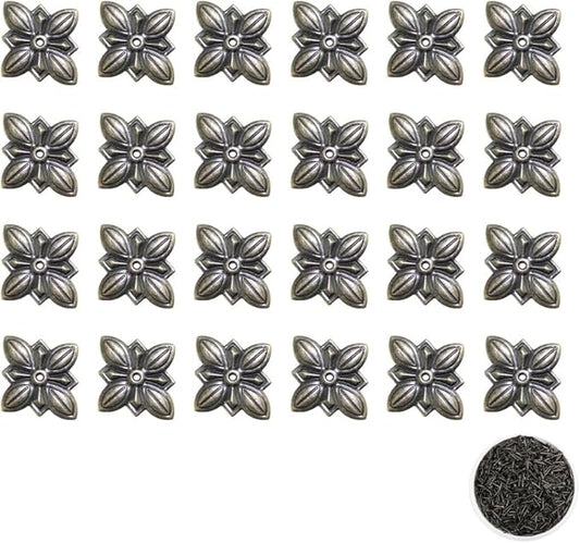 24pcs Vintage Metal Corner Protectors Edge Protector Decorative with Screws for Jewelry Box Cabinet Furniture Cabinet Table Wooden Case