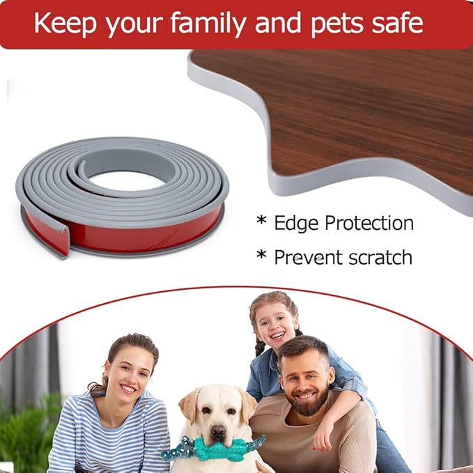 U-Shape Plywood Edge Banding - 3/4" Edge Protector, Self-Adhesive Trim for Veneer, Furniture, Countertop, Table, Sheet Metal - Grey, 20Ft