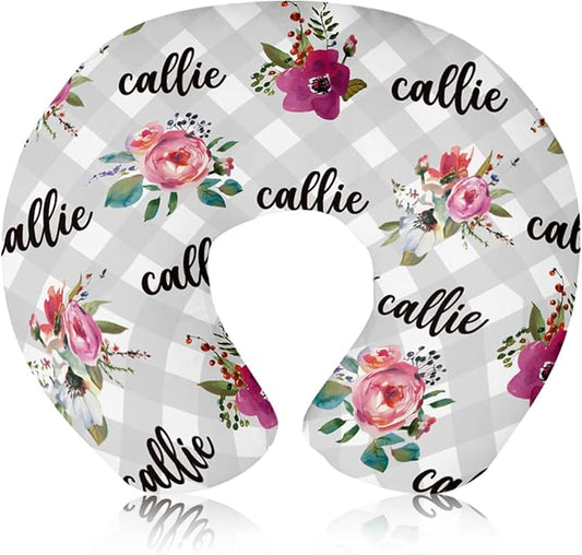 Customizable Flowers Baby Nursing Pillow Cover - Add Your Baby's Name, Ultra-Soft Stretch Fabric, Fits Standard Nursing Pillows, Ideal for Baby Showers Style 07