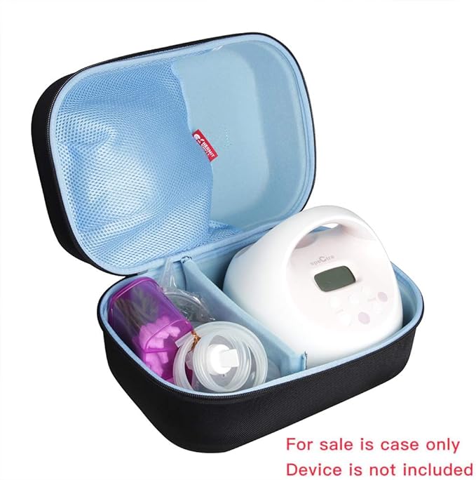 Hermitshell Hard Travel Case for Spectra S1 S2 Plus Electric Breast Milk Pump (Black+Blue)