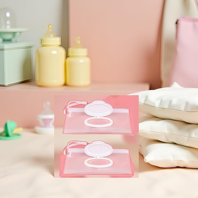 2 Pcs White Baby Wipe Case, Travel Holder Keeps Wipes Moist Set of Wet Diaper Wipes Holders Cases Portable Travel On The Go Refillable Dispenser Container Waterproof Wipe Container,Diaper Wipe