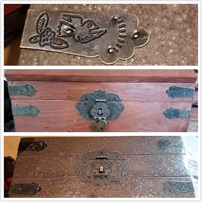 Dophee 4Pcs Vintage Metal Decorative Corner Bracket Corner Protector Guards Edge Cover for Chest Case Box