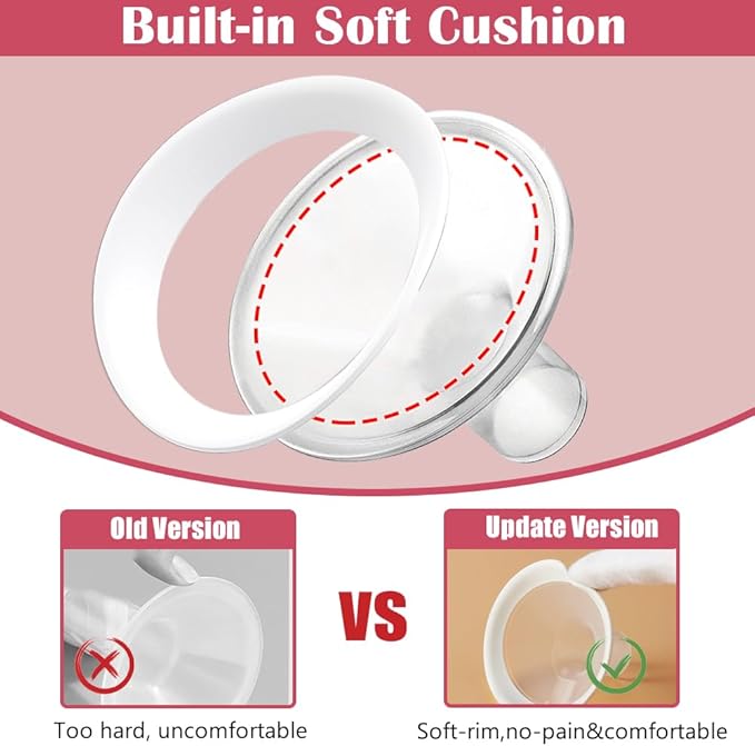 2pcs 14mm Soft Rim Flanges with 106 Degree Wider Opening Angle for Medela Breast Pump, PersonalFit, Freestyle, Maxflow, Freestyle Flex Swing Maxi Connector, Lansinoh Signature Pro