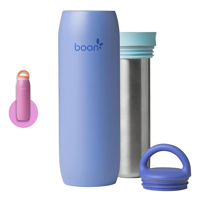 Boon Frosh Portable Breast Milk Chiller - Stainless Steel Cooler and Storage Container - Blue - Keeps Milk Cold for up to 17 Hours*