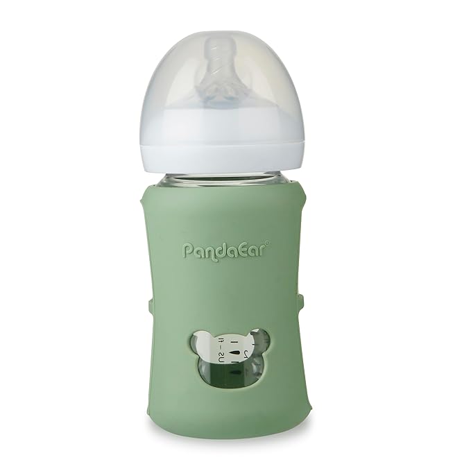 PandaEar 3 Pack Silicone Sleeves for Philips Avent Natural Glass Baby Bottles 8 oz, Shatterproof & Heat Resistant Bottle Holder, BPA-Free, Compatible with 8 oz Avent Glass Bottles, Blue Green Beige