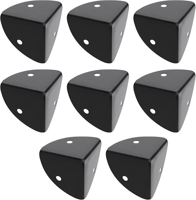 Create idea 8PCS 39mm Corner Angle Brace Protectors Scalloped Metal Right Angle Corner Guards for Wooden Box Desk Chest Case Flightcase Black