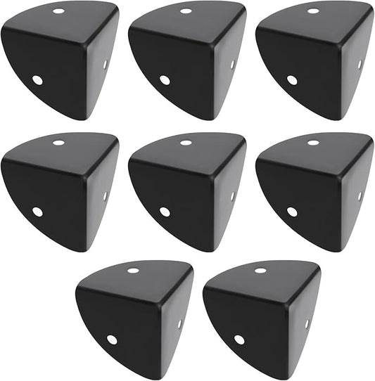 Create idea 8PCS 39mm Corner Angle Brace Protectors Scalloped Metal Right Angle Corner Guards for Wooden Box Desk Chest Case Flightcase Black
