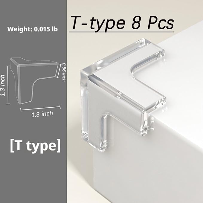 8 Pack Silicone Corner Protector Baby Proofing Edges Protector Transparent Table Corner Protector for Baby Safety（T Shape）