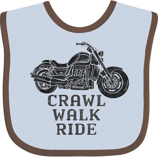 inktastic Crawl Walk Ride Motorcycle Baby Bib