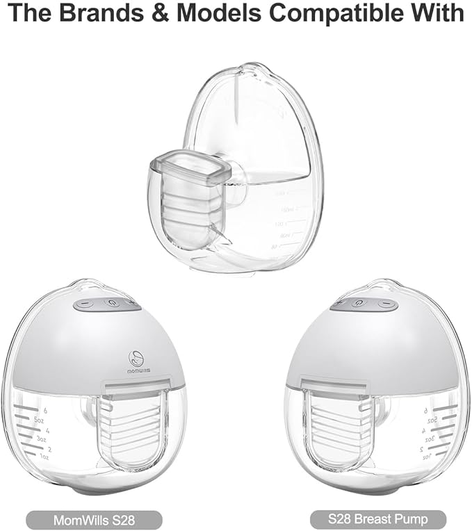 Wearable Breast Pump Replacement Parts Compatible with MomWills S28 Wearable Breast Pump, Include Duckbill Valve, Silicone Diaphragm, 24mm Flange, Milk Collector Cup