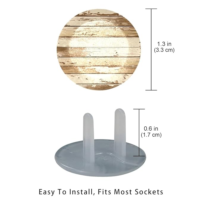 Old Wooden (6) Outlet Covers Baby Proofing Child Proof Plug Covers for Electrical Outlets Easy Install Outlet Plug Covers