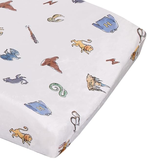 Warner Brothers Harry Potter Welcome Little Wizard Navy, Burgundy, Blue, and White Super Soft Contoured Changing Pad Cover
